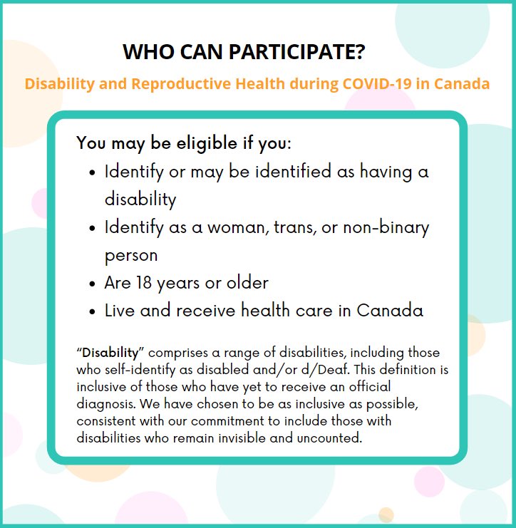 DisabilitySRH's tweet photo. Do you identify as having a disability? @DAWNRAFHCanada and @UTSC are interested in your #reproductivehealth experiences during #COVID19. Your participation will help us improve reproductive health services for people with #disabilities across Canada. https://t.co/6rDLRdzrin