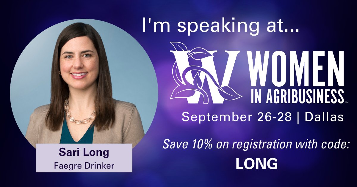 Sari_Long's tweet photo. Come to the @womeninagri annual meeting in Dallas September 26-28! I'll be speaking with the coolest Canadian lawyer in the biz, Lainie Appleby! You get 10% if you name-drop me. :) https://t.co/kGbVka3Klq
