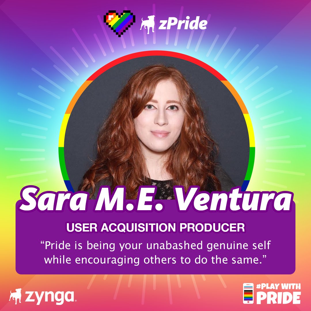 zynga's tweet photo. For Zynga User Acquisition Producer, Sara M.E. Ventura, Pride is being your unabashed genuine self while encouraging others to do the same. #Pride2022 #PlayWithPride
https://t.co/Hp8ETkFt9s https://t.co/De9gLY8A1b