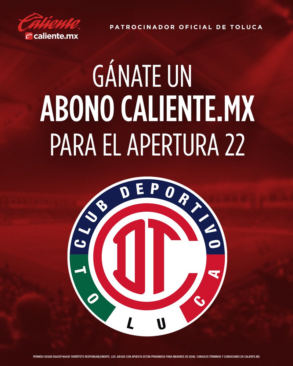 TolucaFC's tweet photo. ⚠️⚠️⚠️⚠️⚠️⚠️

¡𝗔𝗧𝗘𝗡𝗧𝗢𝗦!

¿Quién quiere un 𝗔𝗕𝗢𝗡𝗢 𝗗𝗢𝗕𝗟𝗘 @calientesports para nuestros juegos de local en el #Apertura2022? 👹

Denle 🔁 RT que ya casi sale la dinámica y estén pendientes 📲⚽️

#MásAcciónMásDiversión 🔥 https://t.co/4ftHcRpjNC