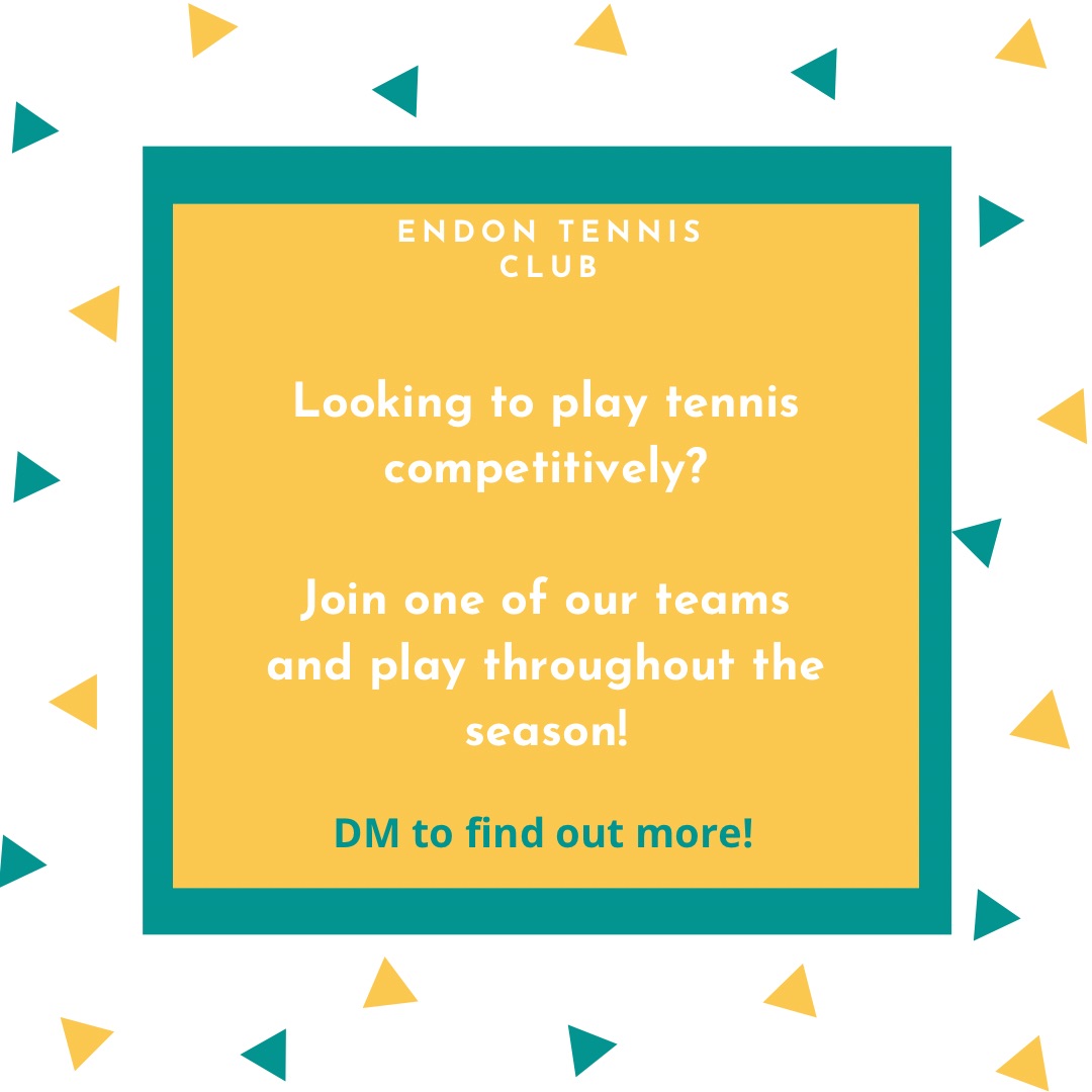 EndonTennis's tweet photo. Join one of our teams to play in local leagues throughout the season!

Interested? DM to find out more!

#EndonTennisClub #Tennis #TennisLeague https://t.co/yWiGmOUX8l