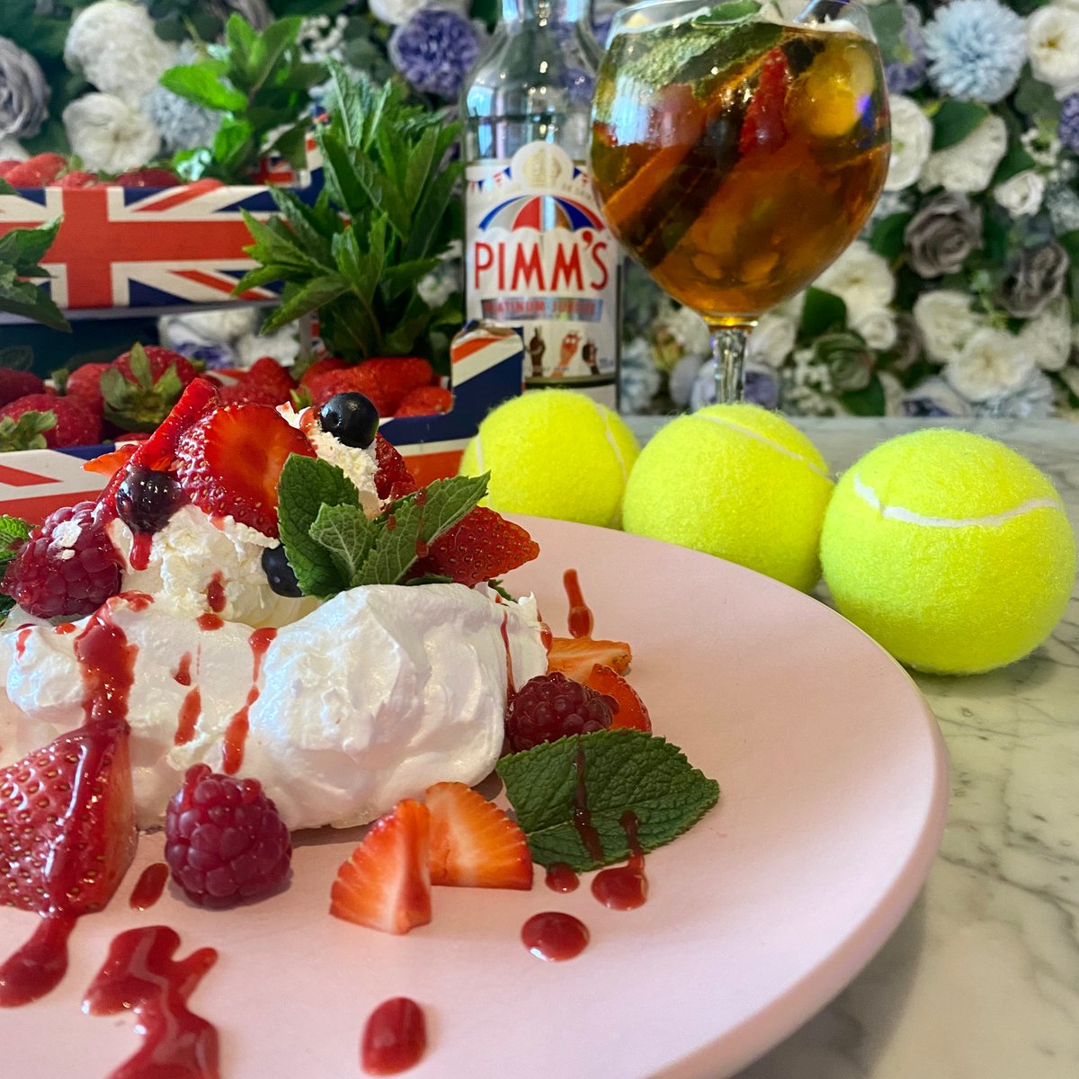 OliveCorby's tweet photo. To celebrate the start of Wimbledon &amp; all things British summer 🇬🇧🇬🇧🇬🇧
So why not, pop in for our Wimbledon dessert , Summer Berry Pavlova &amp; a refreshing glass of Pimms £9.95🍓🎾🍓 https://t.co/6zVRlpPUCc