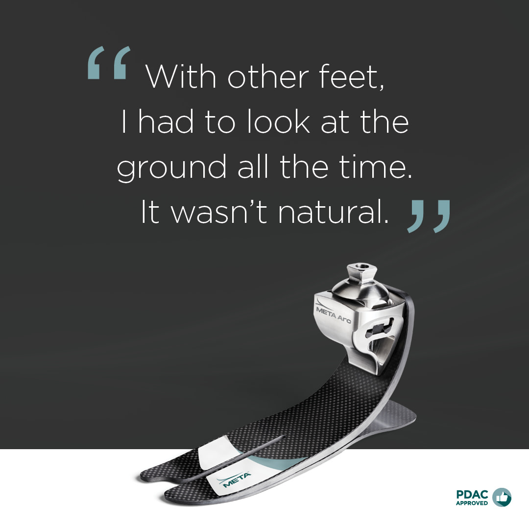 Featuring the first-ever unibody design and polycentric ankle, META Arc gave Lynn the ability to walk naturally and confidently again. See her story at rb.gy/ldhfon