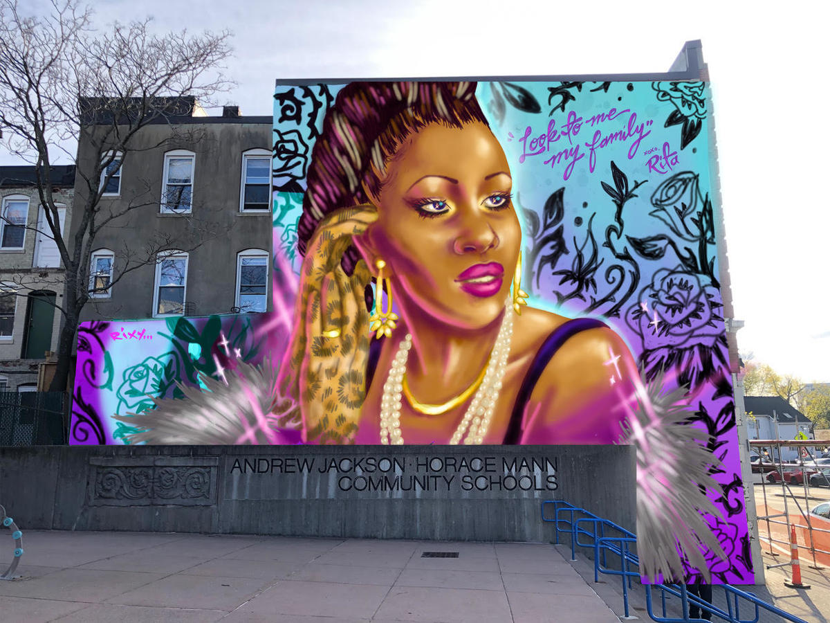 “Rita’s Spotlight”, a new mural honoring Rita Hester proposed by former Boston Artist-in-Residence Golden, is being installed in Allston! Come meet the artist, Rixy, and learn about the mural at Rixy’s artist talk on Wednesday at 6 p.m.! 
boston.gov/calendar/ritas…