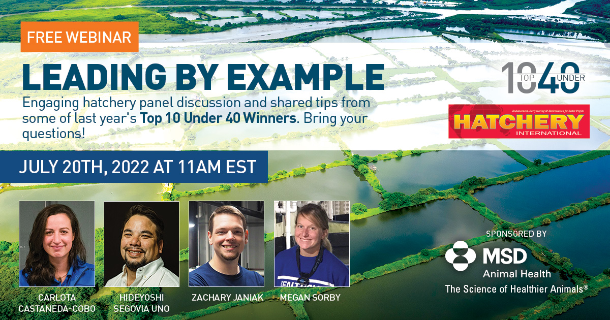 hatchery_int's tweet image. Join a hatchery panel discussion and shared tips from some of last year&apos;s Top 10 Under 40 winners!

Sponsored by MSD Animal Health, the webinar will take place at 11 a.m. EST on July 20.

Register now for free: hatcheryinternational.com/webinars/hi-to…

#hatcheries #Top10 #panel
