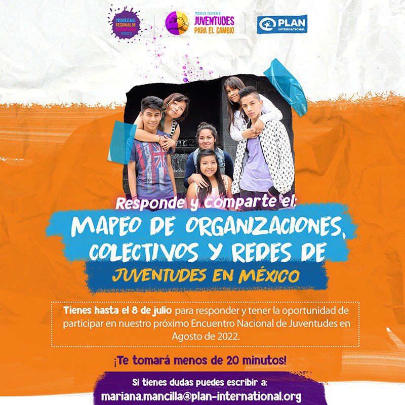 Plan_MX's tweet photo. 📣 CONVOCATORIA 📣
¿Formas parte de algún grupo, organización o colectiva que trabaja en pro de las juventudes en México?
¡Queremos conocerte!
Responde el siguiente cuestionario y participa en uno de nuestros talleres en línea
Link: https://t.co/6ttnXa2a8I https://t.co/OFgnaiomOu