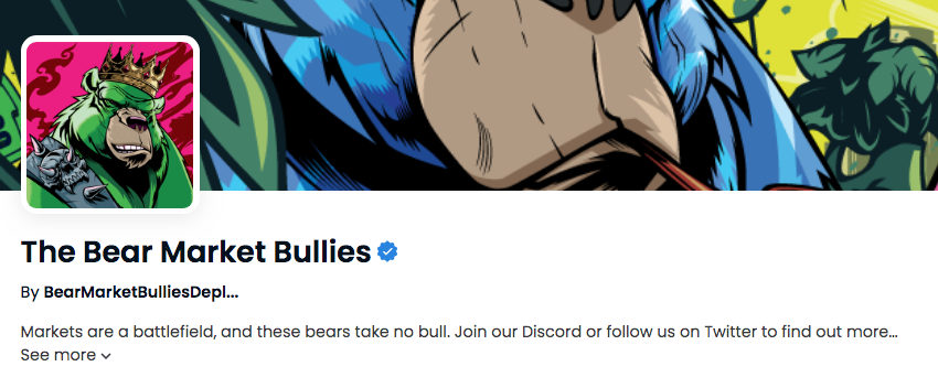 BearMrktBullies's tweet photo. And now @opensea verified the entire collection!

A nice way to start the week. 🙏 https://t.co/wl1igcP2ve