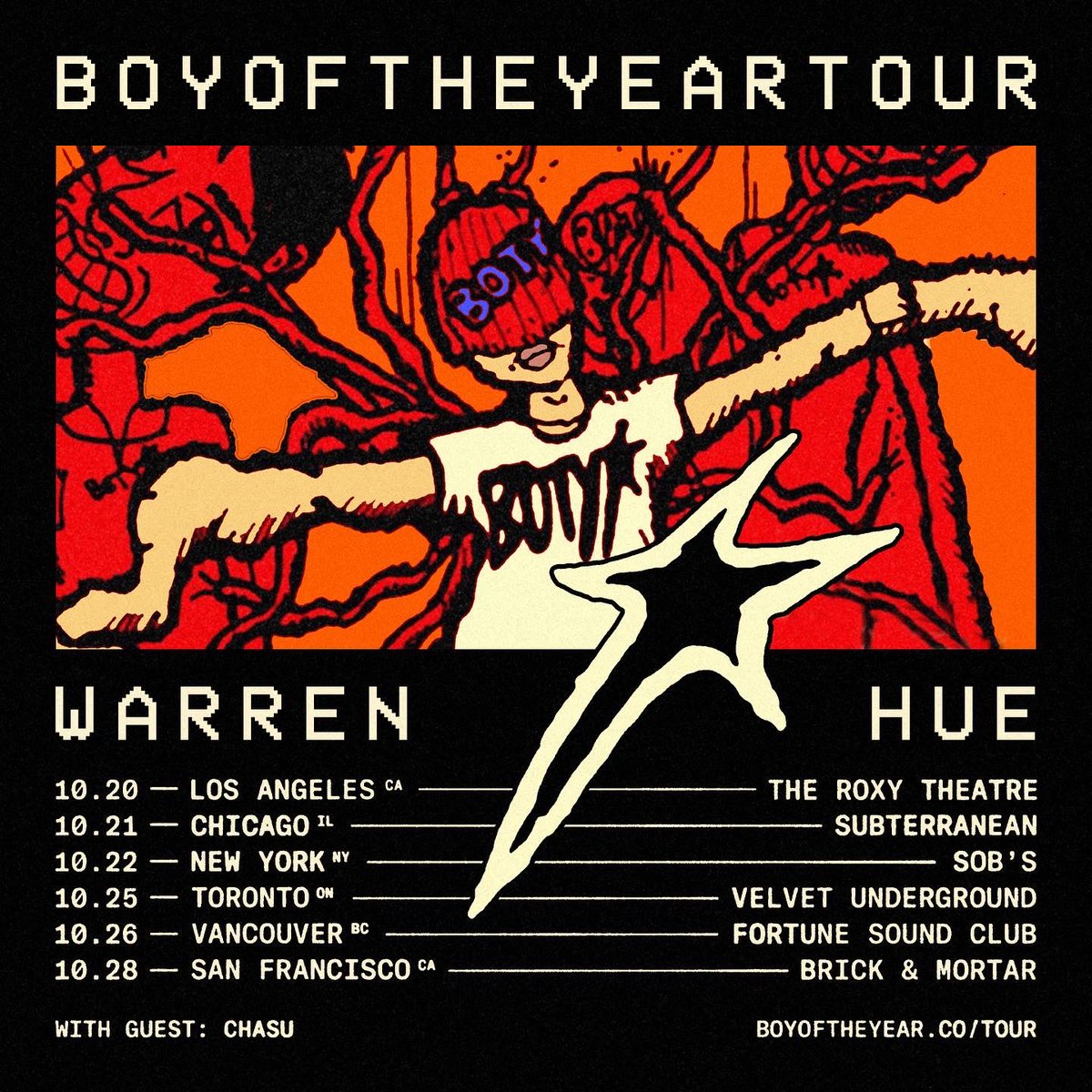 Tix on sale tmr, Tuesday 06.28 10AM LOCAL TIME 

boyoftheyear.co/tour