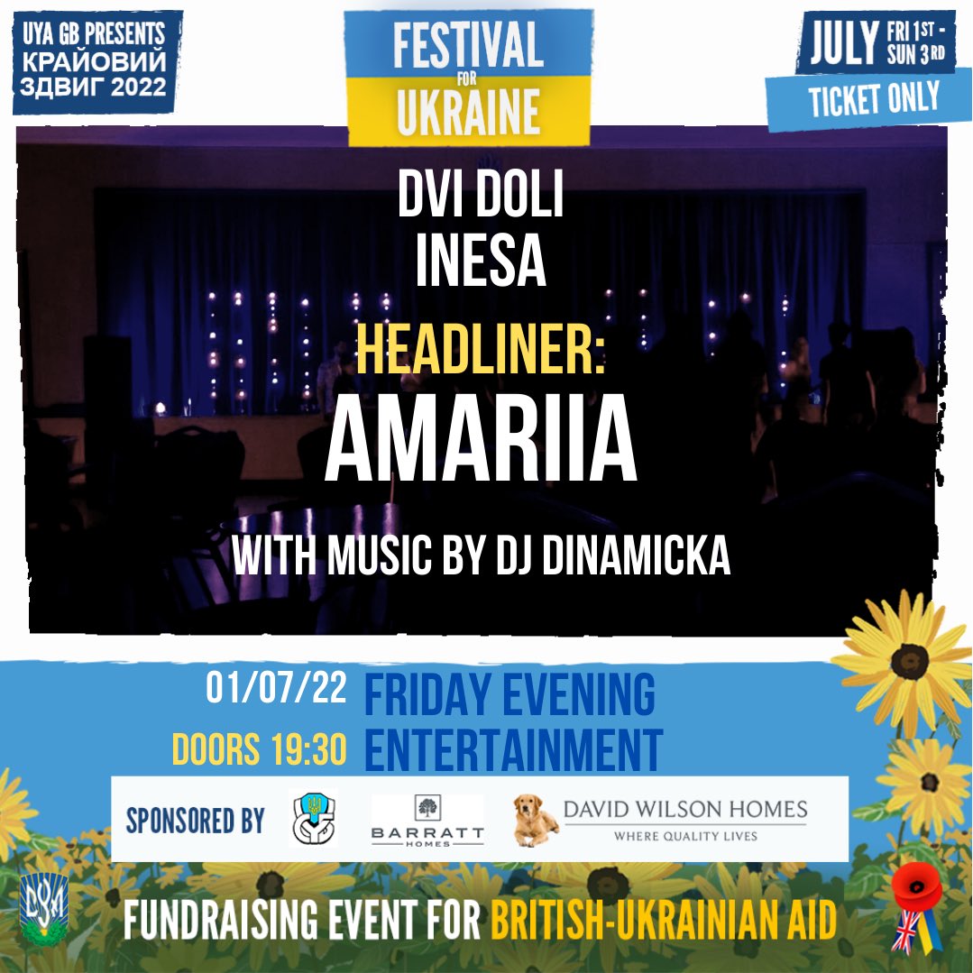 CYMGreatBritain's tweet photo. 🇬🇧 Here’s the full line-up of Крайовий Здвиг 2022 - Festival for Ukraine - Fundraising for @BritUkrAid | Sponsored by: @AUGBSUB, @BarrattHomes &amp; @DavidWilsonHome 

You won’t want to miss it!

Ticket - https://t.co/tODvdWTAHD

@ukrainianevents @UkrainianLondon https://t.co/NCC7slFInK