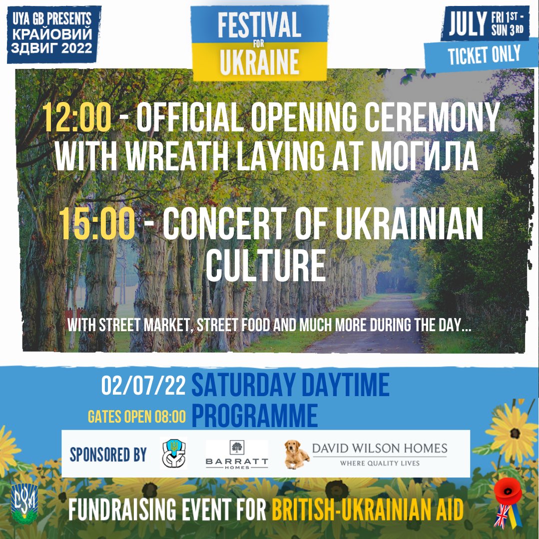 CYMGreatBritain's tweet photo. 🇬🇧 Here’s the full line-up of Крайовий Здвиг 2022 - Festival for Ukraine - Fundraising for @BritUkrAid | Sponsored by: @AUGBSUB, @BarrattHomes &amp; @DavidWilsonHome 

You won’t want to miss it!

Ticket - https://t.co/tODvdWTAHD

@ukrainianevents @UkrainianLondon https://t.co/NCC7slFInK