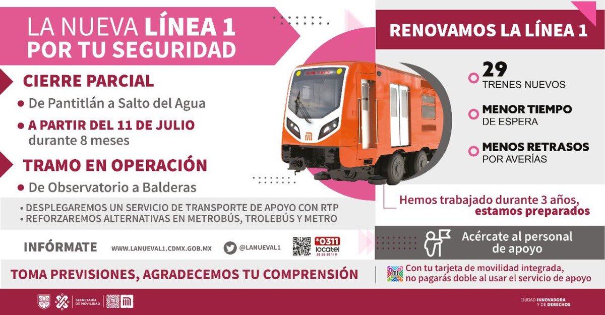Vcarranza_'s tweet photo. Entérate 🟢 | Con más de medio siglo en operación, no se había realizado ninguna intervención importante; por ello la Línea 1 del @MetroCDMX se moderniza.

El proyecto de #LaNuevaLínea1, comprende modernización de los trenes y disminución en el tiempo de traslado ⏰ https://t.co/S9qUsco3zy