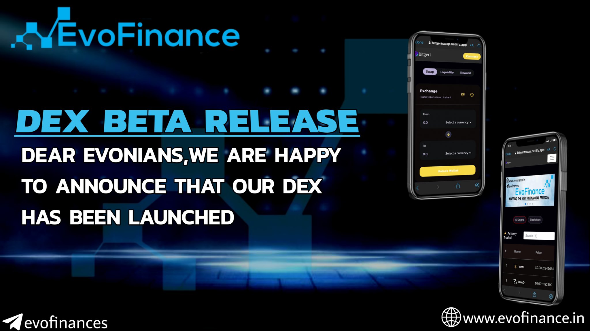 Evo finance on Twitter: "Hello Evoians, Bitgert swap beta version is live.  You can trade Evo on our Dex Dex : - https://t.co/SRyK2OGlQm @bitgertbrise  @centcex #Bitgert #Evofinance #BRC20 #brise #DEX #Bitgertswap #BTS