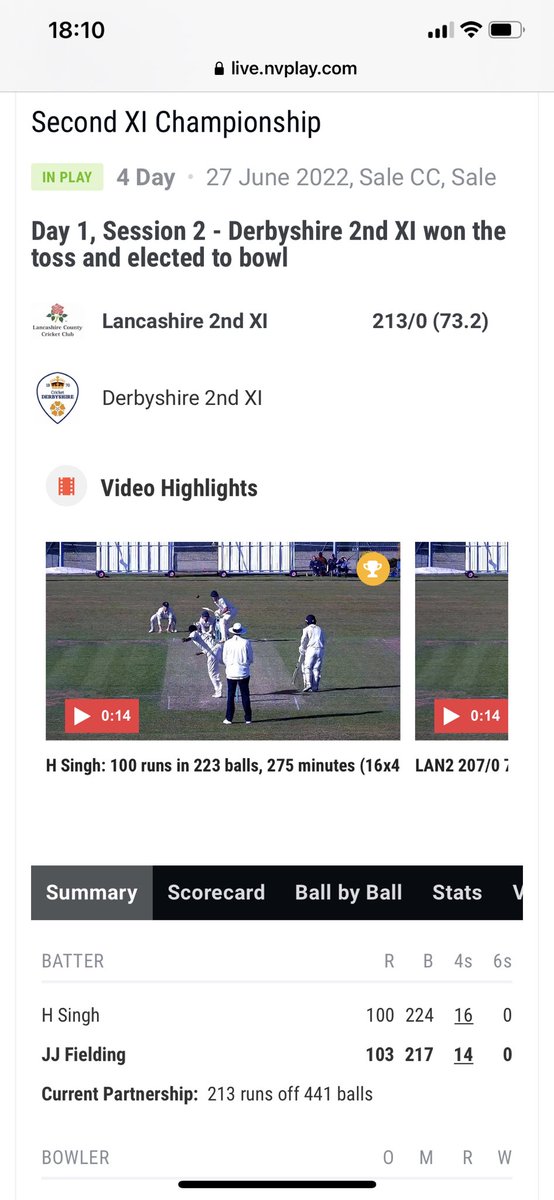 RamsbottomCC's tweet photo. Congratulations to JJ on his 💯 for Lancs 2s today watched closely from behind the stumps by Harry Caton 💚💛💚💛 https://t.co/43gjeh1Io3
