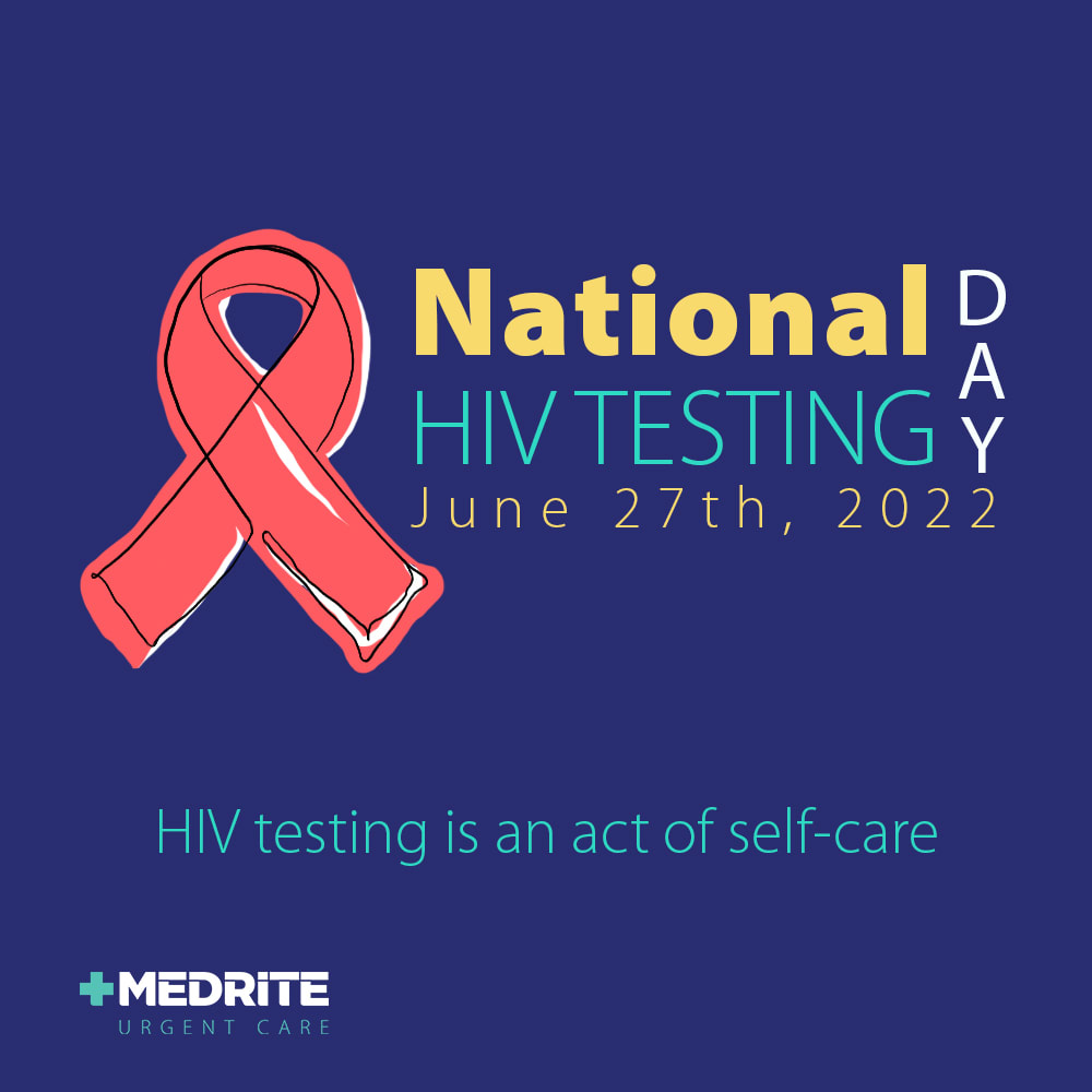 MedRite's tweet photo. It’s National HIV Testing Day (NHT)! HIV testing is a critical tool for helping us end the HIV epidemic. By getting tested you are taking of yourself and taking care of others. It is an act of self-care.
#HIVtestingday #HIVawareness #HIVtesting #selfcare #urgentcare #healthcare https://t.co/tbFvZbKa5C