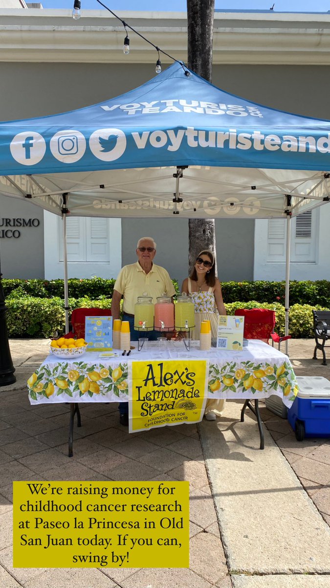 Alejandra_SBG's tweet photo. We are at Paseo de la Princesa in Old San Juan today raising money for childhood cancer research with @AlexsLemonade If you’d like to donate and get some cold lemonade, swing by! @AlexsEvents @LemonadeJay @lemonadeliz https://t.co/R8Sm7Du5Rf