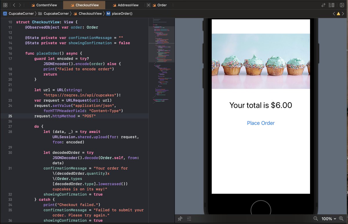 #day21 I built a Cupcake Ordering app submitting orders to an RESTful API
#100DaysOfCode