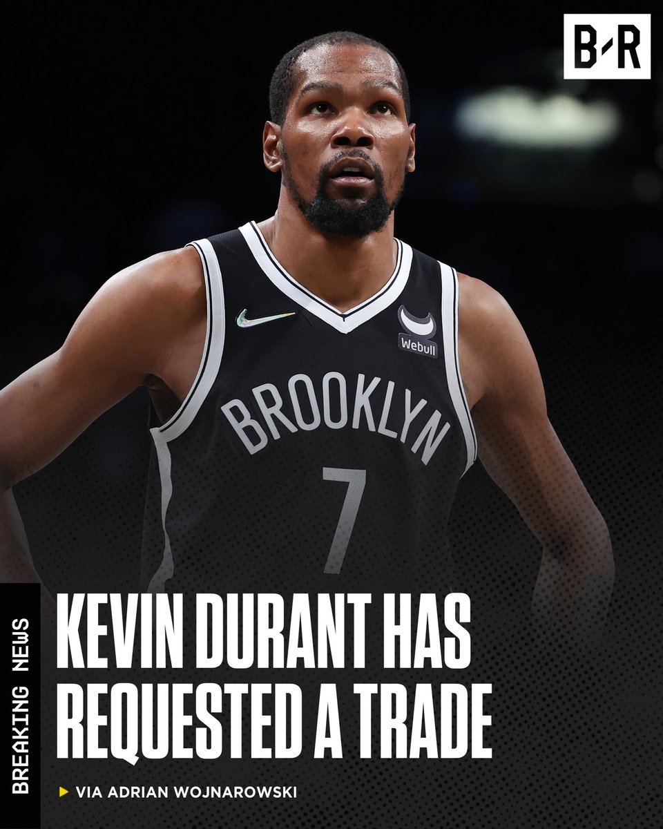 NoContext_NBA_'s tweet photo. BREAKING: Kevin Durant has demanded a trade from Brooklyn, sources tell @wojespn. https://t.co/yGdVG8Vo3N