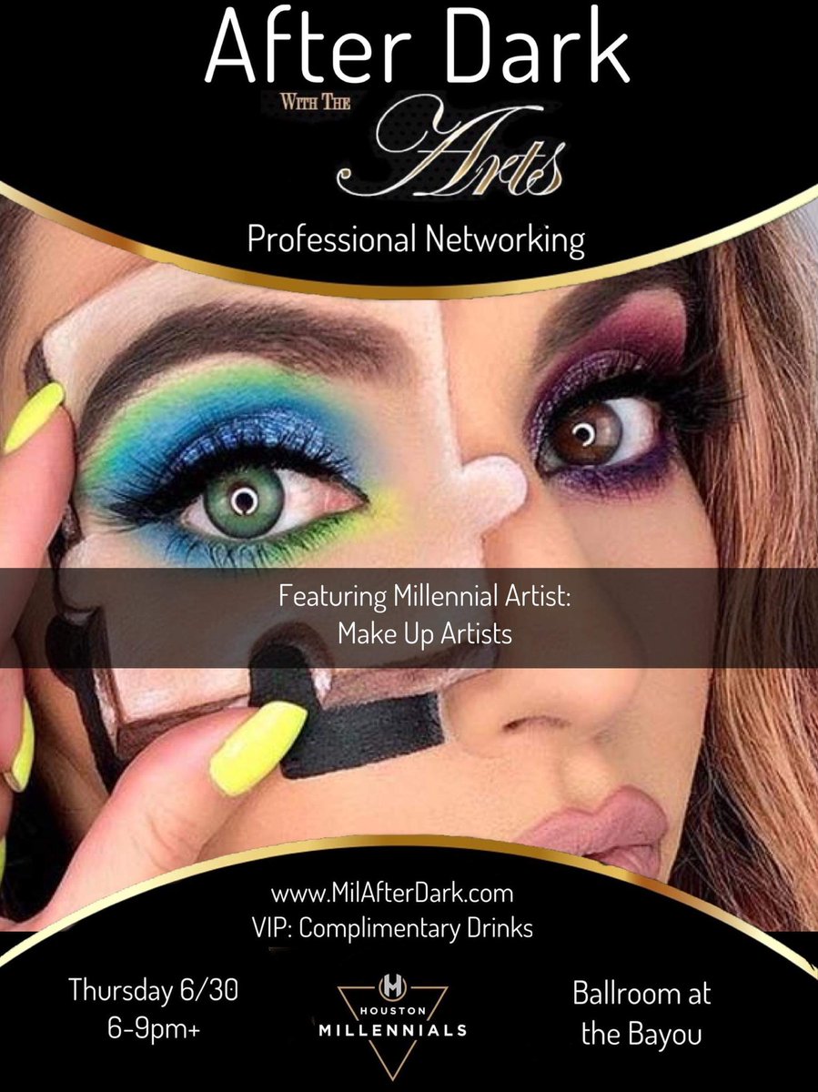 htx_millennials's tweet image. THIS THURSDAY: After Dark with the Arts - MAD Professional Networking featuring the Arts Industry!! introducing MAKE UP Artist’s!!

Limited TIX, RSVP: 🌐 MilAfterDark.com 

#HoustonArt #HTXMIL #millennialart #houston #networking #artnetworking #seeyouatthetop #dreamwithus