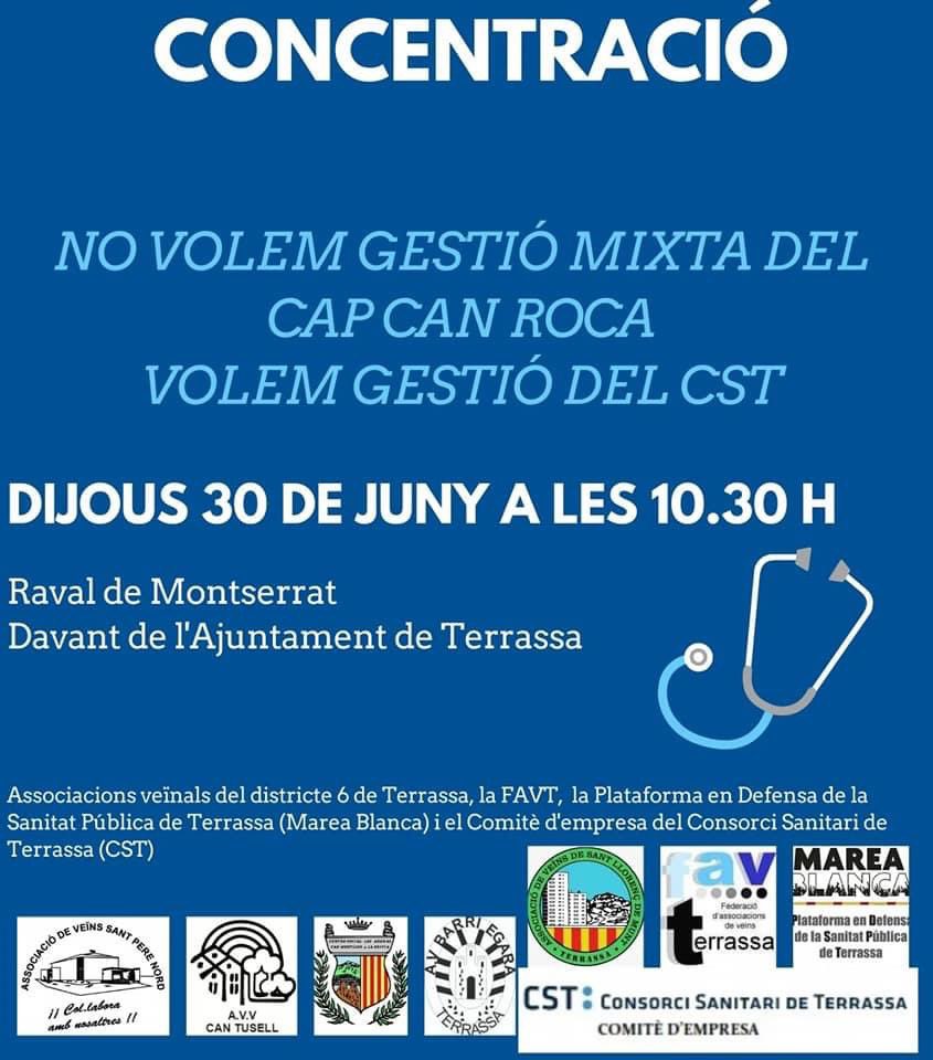 Concentració aquest dijous 30 juny a les 10.30h, davant l’Ajuntament de Terrassa