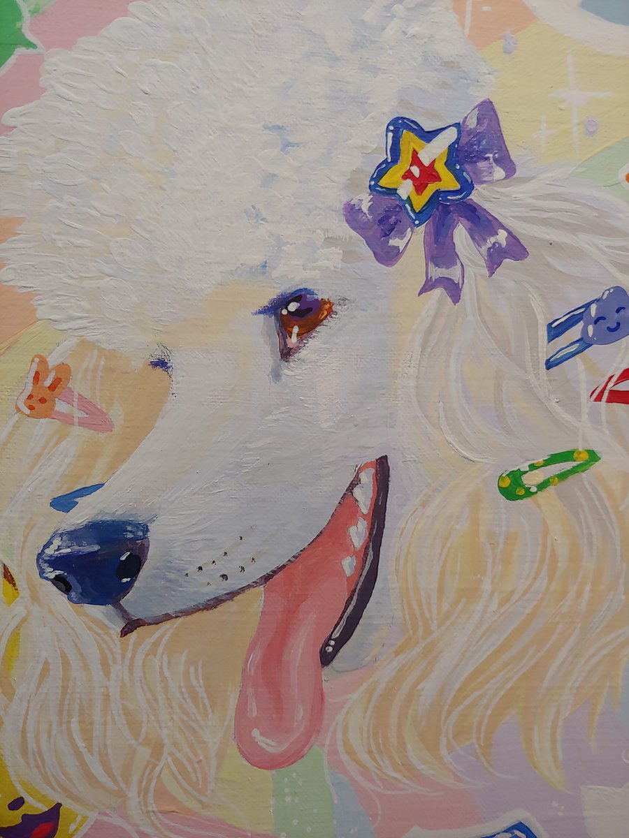 GammaRayCat's tweet photo. Just a little kidcore painting of my 1yr old poodle :) https://t.co/YfuggrO6HC