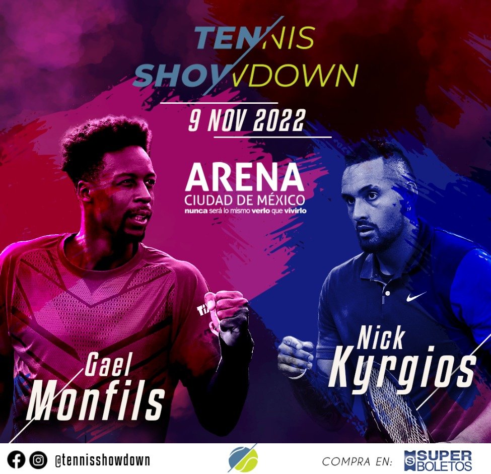 SandymoonMX's tweet photo. #TennisShowdown México 🎾 ha confirmado el encuentro de 2 de las raquetas más importantes del planeta: El francés Gaël Monfils y del australiano Nick Kyrgios, magno evento que se llevará a cabo el 09 de Noviembre en la Arena Ciudad de México #deporte #sandymoon #tenis #rt https://t.co/za425c7wzJ