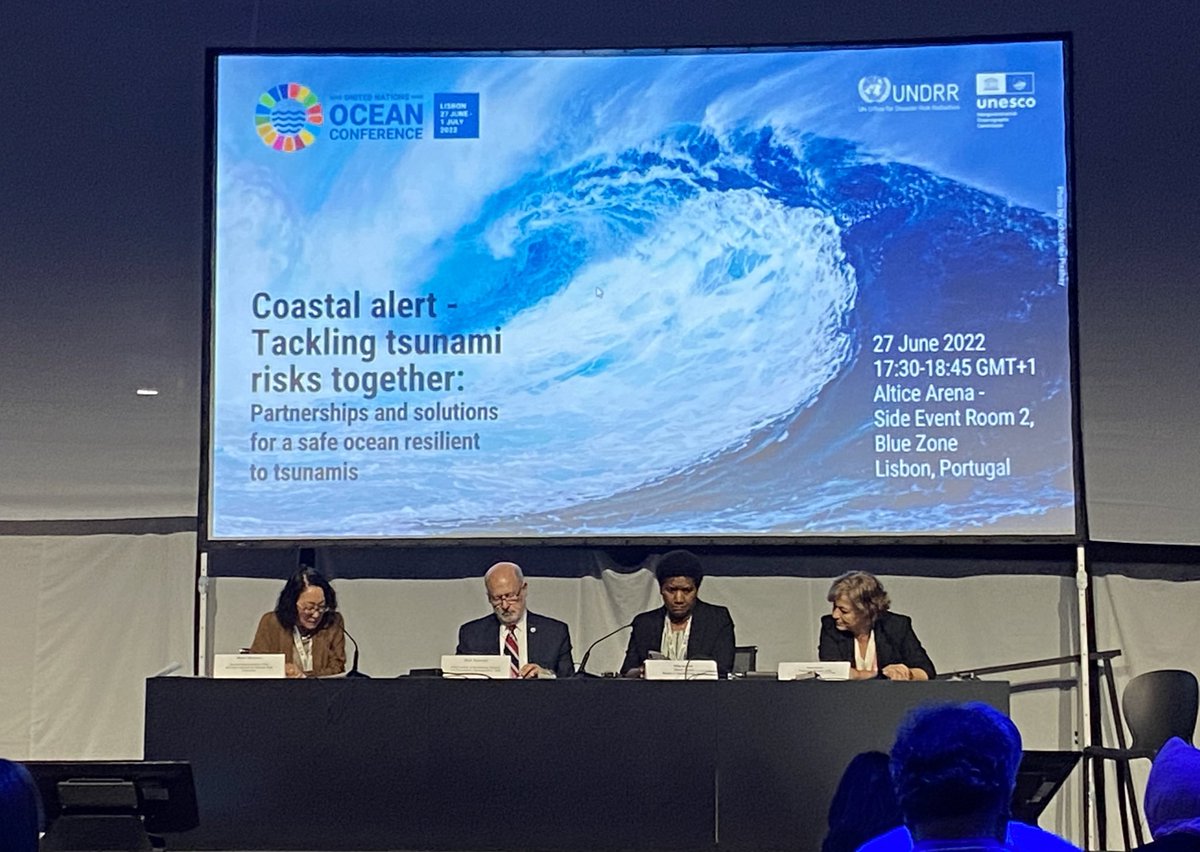 spc_live's tweet photo. #happeningnow 

#Vanuatu’s Esline Garabaeti discusses Pacific tsunami coordination challenges and opportunities for #Pacific resilience and a #safeocean 
#unoc2022 

@IocUnesco @vanuatugov @PSIDSnyc https://t.co/AWNel93FrN