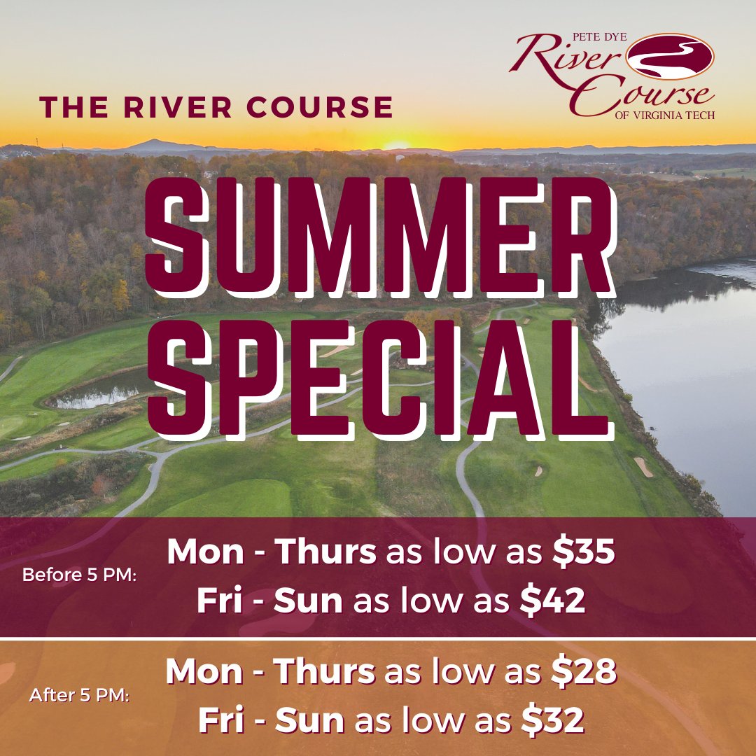 therivercourse's tweet photo. Book online to take advantage of these great rates this summer!

https://t.co/4sietVushA https://t.co/vAswH6GOQo
