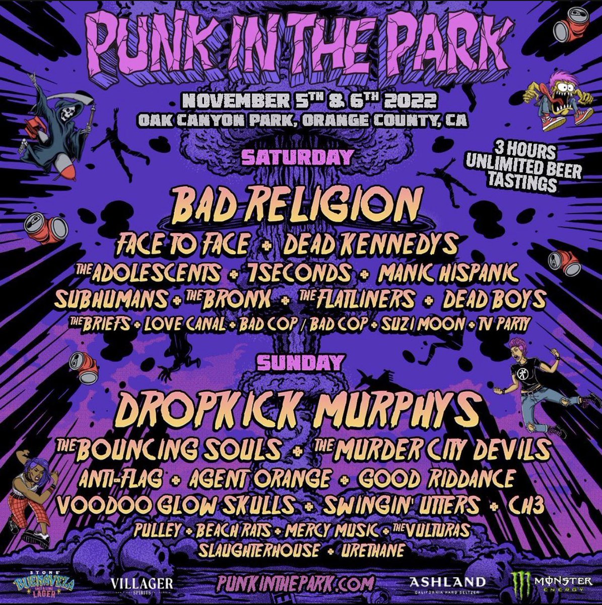 Guess I’m looking at flights for November then. #PunkRock🤘🏼

@badreligion @facetofacemusic @MurderCity @BouncingSoulsNJ @anti_flag @DropkickMurphys @ToolsOfRockNFT