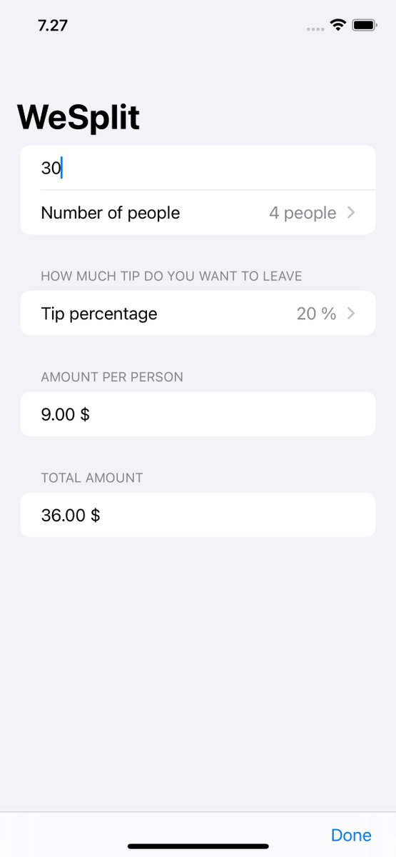 MNihoj's tweet photo. Day 18 of #100DaysOfSwiftUI 

Final stint of the WeSplit App, recapping what I've learned the past 2 days learning the concepts and creating the app. A few challenges was also presented which in some parts lead to reduced the code repetition with the added property currencyFormat https://t.co/MmvLnclBB1