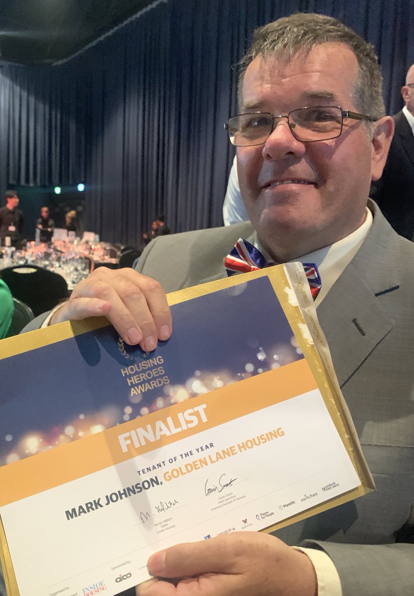 GRichmond94's tweet photo. Beyond proud of @Mark2Johnson being a finalist for Tenant of the Year award for the @_HousingHeroes awards this evening. What an honour to have been a very small part of your fantastic journey! #fingerscrossed #housingheroes @Rehgud https://t.co/OV5OztGfu0