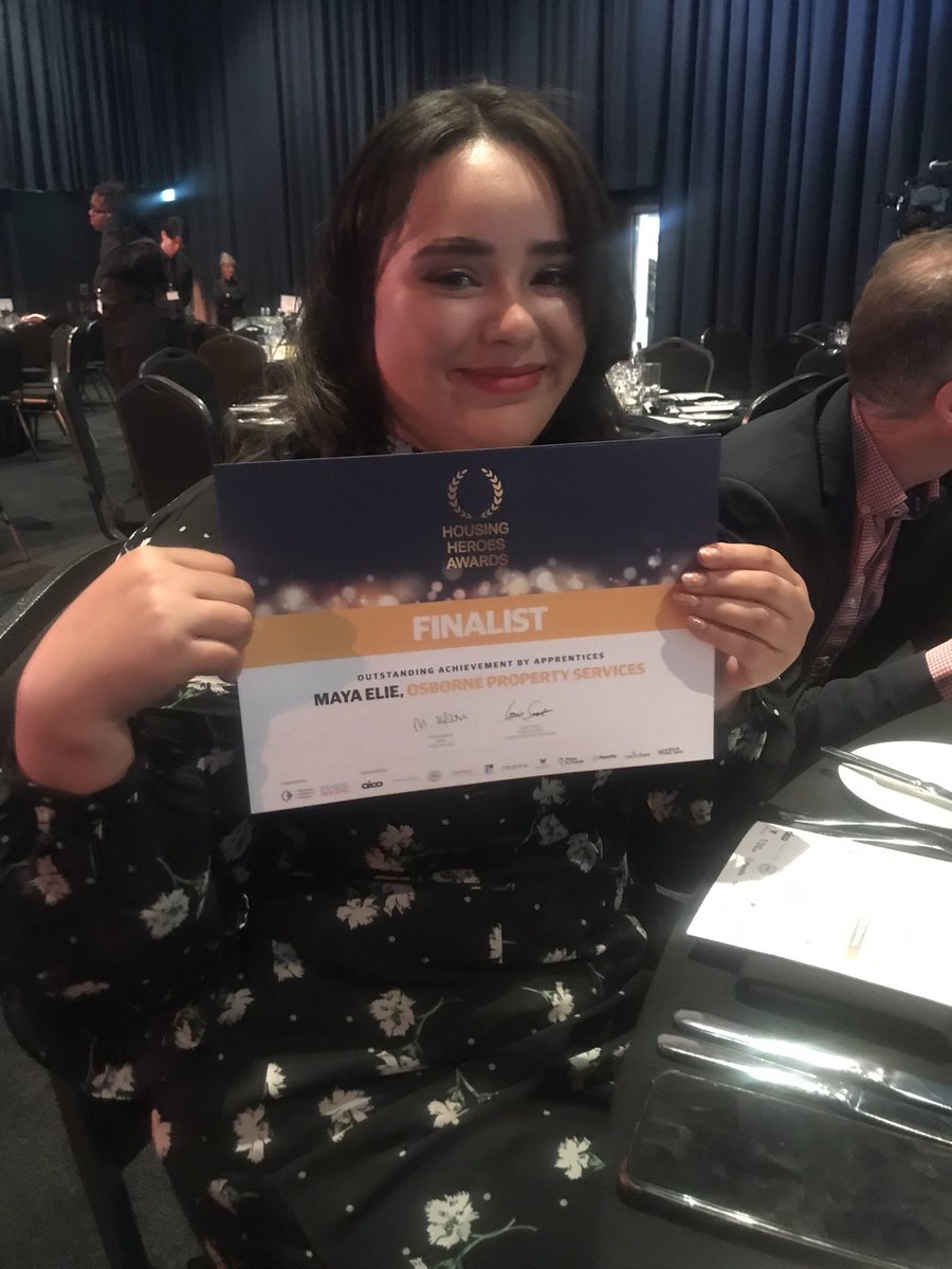 OsborneNews's tweet photo. Super proud that our Apprentice Estimator, Maya is finalist in the category of ‘Outstanding Achievement by Apprentice’ @_HousingHeroes @Housing_event #Apprenticeship https://t.co/Aq0P1sFlX6