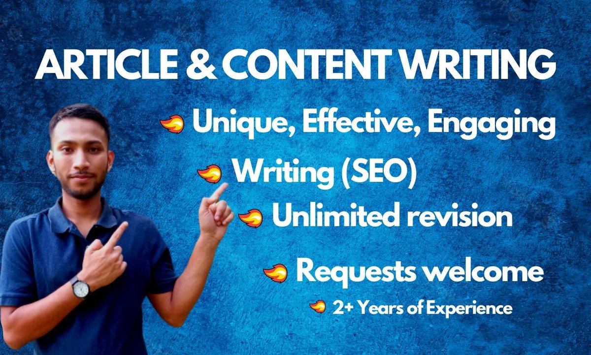 abutarequeee's tweet photo. Good SEO articles are very important to get your website ranked. You can increase the traffic to your website by presenting the quality of your product as much as possible.
You can hire me for this.
My Fiverr gig: https://t.co/wUw8wg27OE https://t.co/z9nqyMQ07X