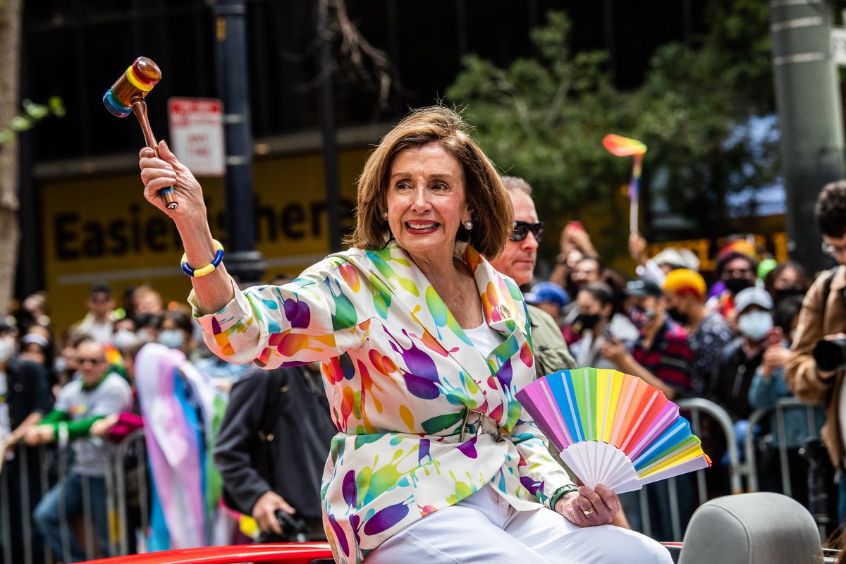 Speaker Nancy Pelosi at the San Francisco Pride parade yesterday. Love her rainbow gavel!
@SpeakerPelosi #sanfranciscopride #Pride2022 #PRIDE