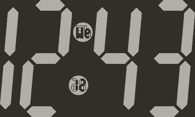 AdamsImmersive's tweet photo. My Playtime clock collection for Panic's Playdate is almost ready for release on itch (https://t.co/ncS7fg7DAM). I'll be posting previews of some the included clocks—analog, digital, and low-state—starting with these digital ones. (The first one reads "11:59," 24 is the date.) https://t.co/ZpdgbW4LPG