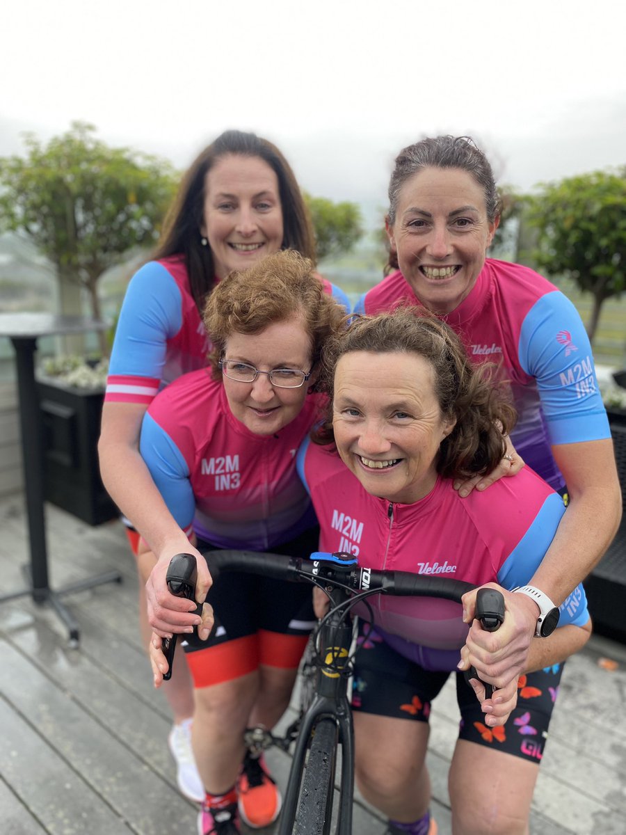 These 4 wonderful women will cycle Mizen - Malin in 3 days, covering 200km per day. They’ll do it in aid of <a href="/BCResearchIre/">National Breast Cancer Research Institute</a>. Please support here;

idonate.ie/fundraiser/114…

Thanks to <a href="/_velotec/">Velotec</a> for the superb jerseys &amp; <a href="/Loughreahotel1/">LoughRea Hotel & Spa</a> for the photo shoot location. 

#breastcancer