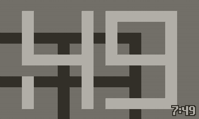 AdamsImmersive's tweet photo. My Playtime clock collection for Panic's Playdate is almost ready for release on itch (https://t.co/ncS7fg7DAM). I'll be posting previews of some the included clocks—analog, digital, and low-state—starting with these digital ones. (The first one reads "11:59," 24 is the date.) https://t.co/ZpdgbW4LPG