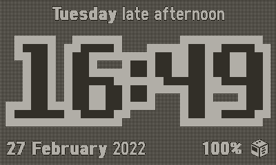 AdamsImmersive's tweet photo. My Playtime clock collection for Panic's Playdate is almost ready for release on itch (https://t.co/ncS7fg7DAM). I'll be posting previews of some the included clocks—analog, digital, and low-state—starting with these digital ones. (The first one reads "11:59," 24 is the date.) https://t.co/ZpdgbW4LPG