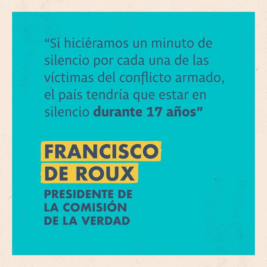 MarFFitzgerald's tweet photo. “Si hiciéramos un minuto de silencio por cada una de las víctimas del conflicto armado, el país tendría que estar en silencio durante 17 años” @ComisionVerdadC #HayFuturoSiHayVerdad https://t.co/GMyxYdnUTb