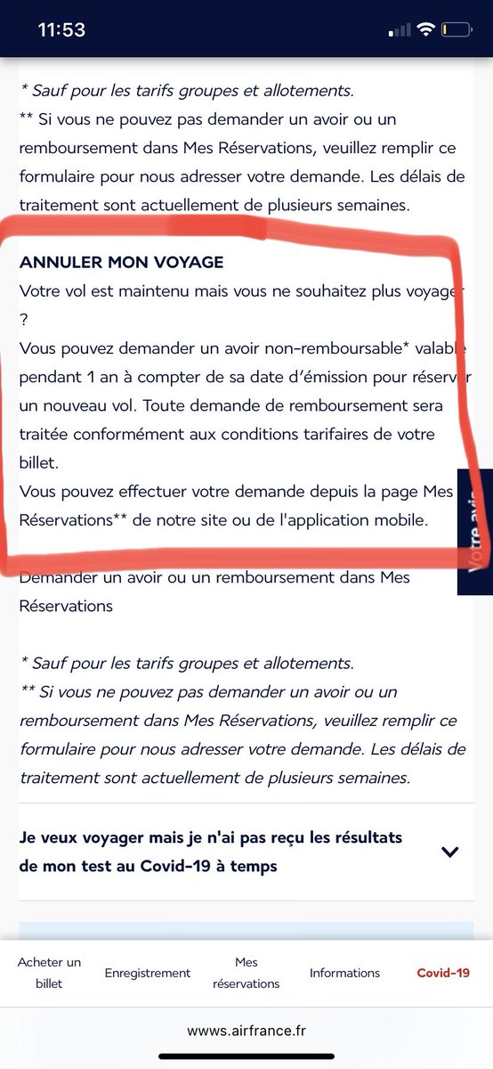 ClementLeRoux's tweet photo. @AirFranceFR Bonjour, j'ai acheté un billet annulable mais lorsque je demande un avoir ce n'est pas possible. La personne avec qui j'ai échangé me propose de me rembourser mais pas en totalité. J'aimerais juste modifier les dates de vol. Pouvez-vous m'aider ? https://t.co/lOFg8KzH2W