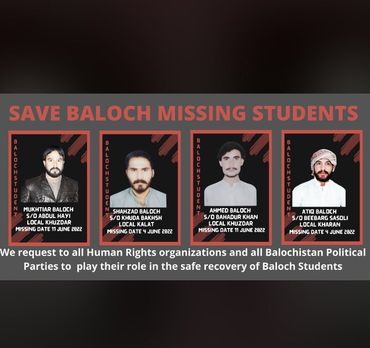 sairabaluch_'s tweet photo. شہزاد اور اسکے دوستوں کو بازیاب کیا جائے ۔
#SaveShahzadBaloch
#SaveDrMukhtiarBaloch
#SaveAteeqBaloch
#SaveAhmedBaloch
#SaveBalochStudents https://t.co/nkldkVBfsR