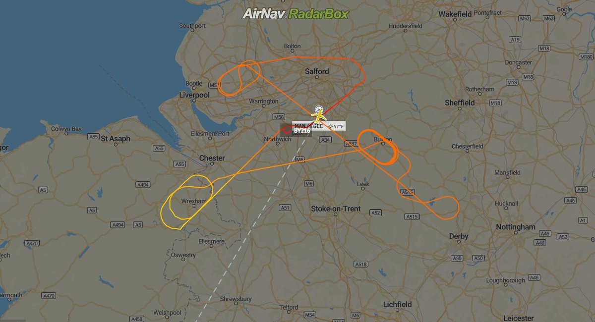 AirNavRadar's tweet photo. TUI Airways Boeing 767-38AER (G-OBYK)
operating flight #BY216 from Manchester (MAN / EGCC) Rabil (BVC / GVBA) returned to Manchester shortly after takeoff after squawking 7700 (Emergency). ✈️ℹ️
Data:
https://t.co/a2HxPHbBEr 📡
#TUIAirways #Emergency #Squawk7700 https://t.co/tYz2Yiyzb9