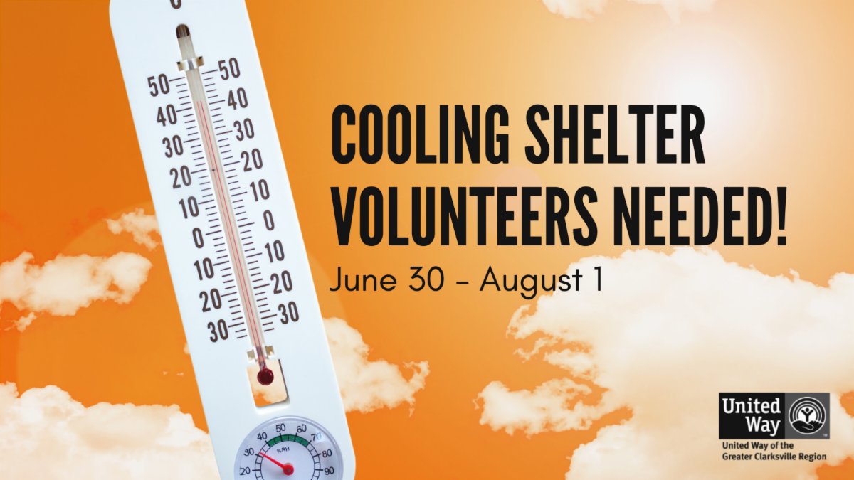 UWClarksville's tweet photo. United Way, the City of Clarksville, and First Presbyterian church are opening a cooling shelter for residents in need located at 215 Foster Street downtown. Volunteers are needed every day beginning June 30 through August 1. Call (931)647-4291 for details or to sign up. https://t.co/DbRfiKfL3e