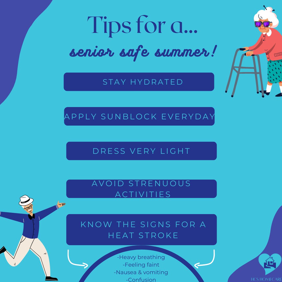 As we end the first week of summer, HCS Homecare wants to share a few everyday tips for our patients on how to stay safe in the heat!

Visit hcshomecare.com or call 718-336-7110

 #seniorsafesummer #safesummer #stayhydrated  #staysafe #hcshomecare💜#healthcare #adultcare
