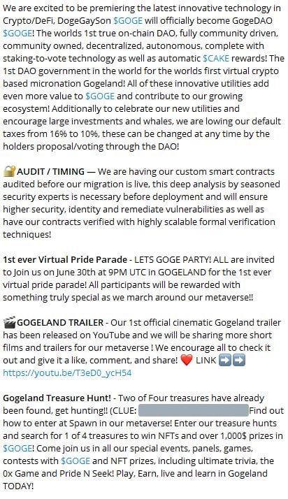 Goge_DAO's tweet photo. LETS GOGE!🏳️‍🌈Happy LGBTQ+ PRIDE Month!🌸 Check out the GOGE NEWS!

✨HIGHLIGHTS⭐️
- GogeDAO whitelist Presale / Migration!
-Gogeland Metaverse LIVE! 
-Pride panel
-Treasure hunts!
-Pride parade
-Pride and seek! 

#Goge #Crypto #PRIDE #PrideMonth #LGBTQ #GogeDAO #Metaverse #BNB https://t.co/TgOPKAdArG