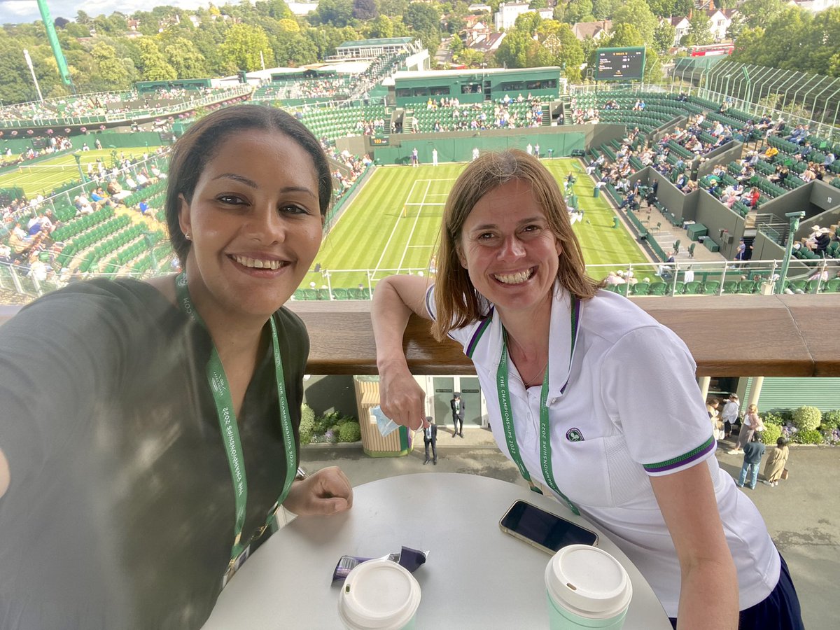 RowenaSports's tweet photo. Lovely day at work with @drpollybaker @Wimbledon @the_LTA https://t.co/5MPDbfpcuH