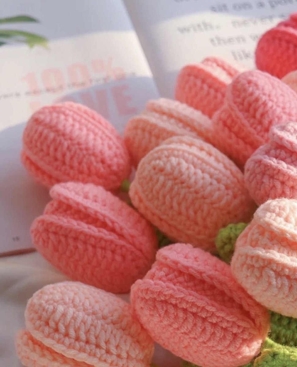 seokuva's tweet photo. pink crochet tulips 🌷🧶 https://t.co/dWlQwnvCYy
