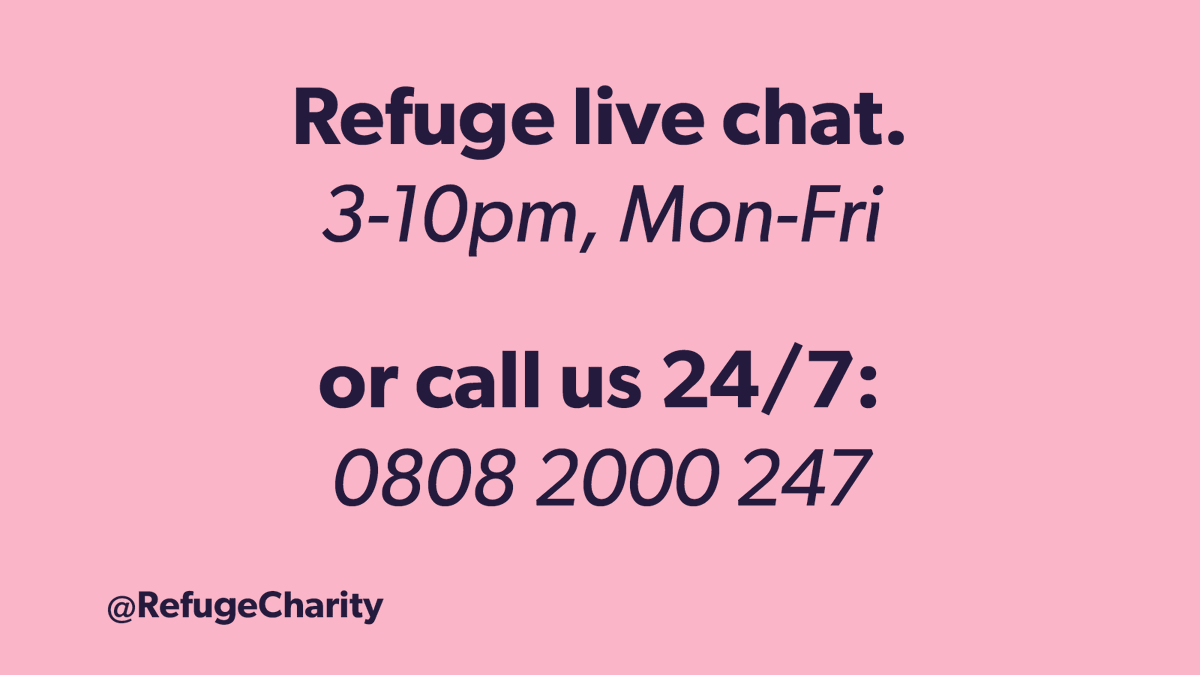 RefugeCharity's tweet photo. For a woman experiencing domestic abuse, picking up the phone can feel incredibly daunting. Please share our live chat details, open 3-10pm, Monday to Friday, so every survivor knows she can also reach out to us online > https://t.co/8yYpfKMSSr https://t.co/kKYxPZkT2o