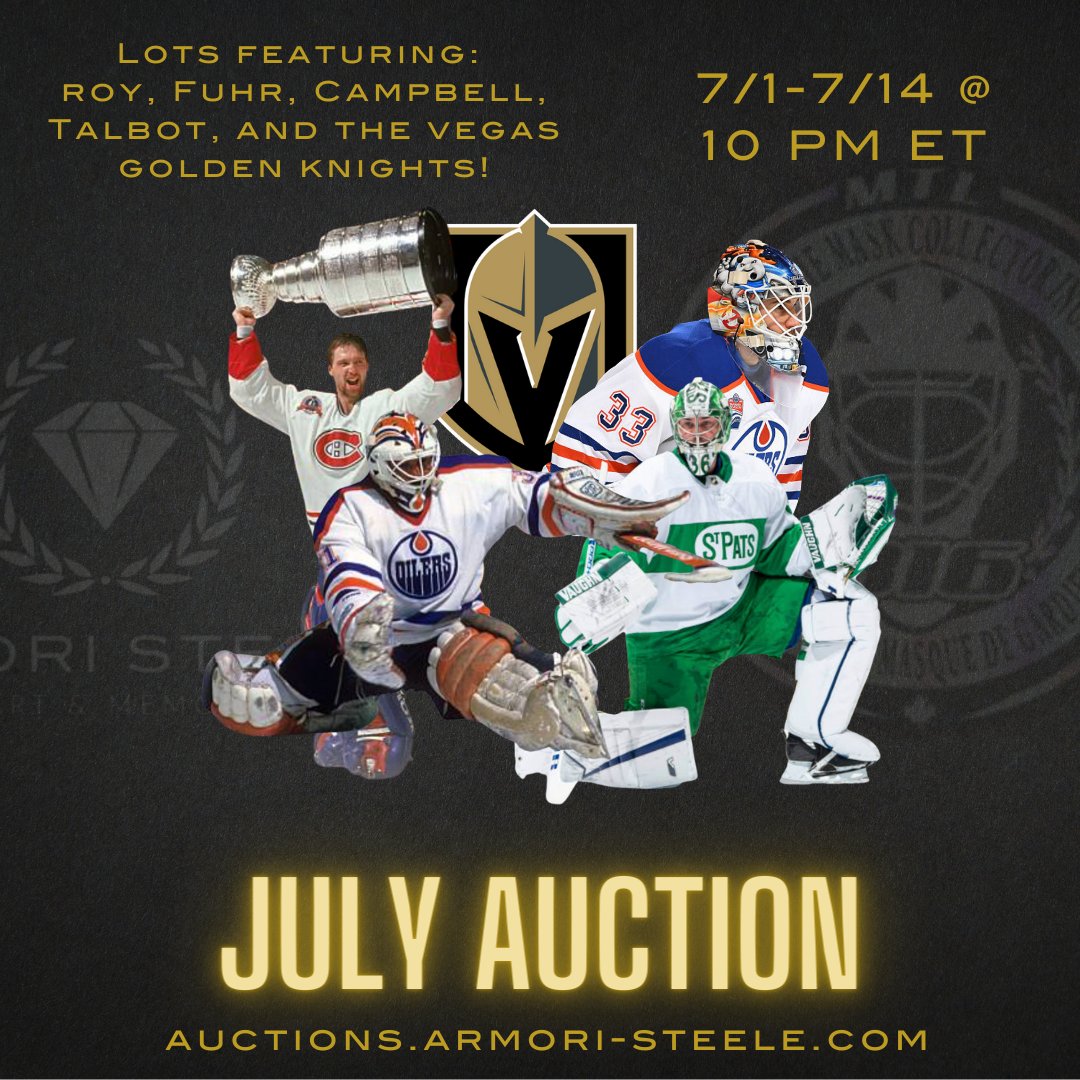 GoalieMaskColl's tweet photo. JULY AUCTION IS ON.
GET READY NOW!
#NHL #GOALIELIFE #GOALIEMASKFAMILY https://t.co/Iwpda5bA5A
