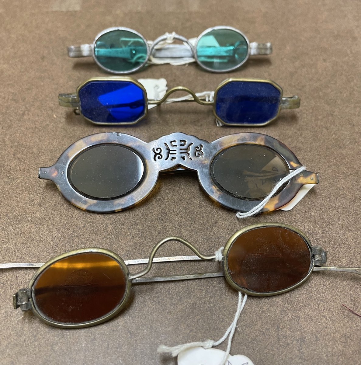 MutterMuseum's tweet photo. It's #NationalSunglassesDay! Which pair of historical shades are you choosing? #futuresobright #wehavetowearshades #MutterMuseum #DisturbinglyInformative #MedicalHistory https://t.co/pMDzOpLhNZ