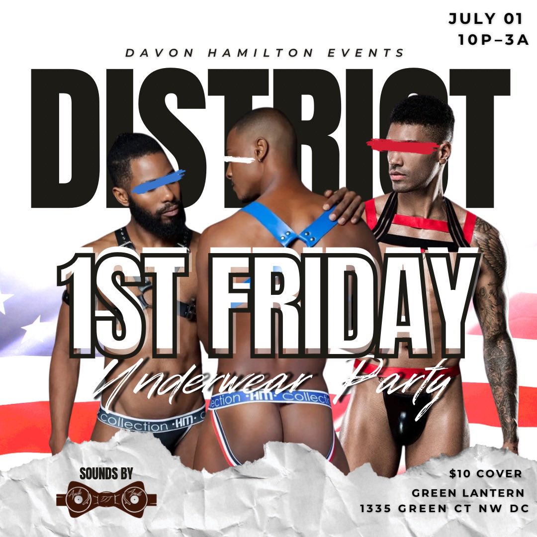 DH__Events's tweet photo. July 1 โข #District1stFriday Underwear Party
at the Green Lantern with #DJApollo
$10 Entry with clothes check
๐๐ฏ๐ฅ๐ฆ๐ณ๐ธ๐ฆ๐ข๐ณ ๐๐ต๐ต๐ช๐ณ๐ฆ ๐๐ช๐จ๐ฉ๐ญ๐บ ๐๐ฏ๐ค๐ฐ๐ถ๐ณ๐ข๐จ๐ฆ๐ฅ
#DMVfreaks #DCfreaks #RT #UnderwearParty https://t.co/nBSbyyon7n